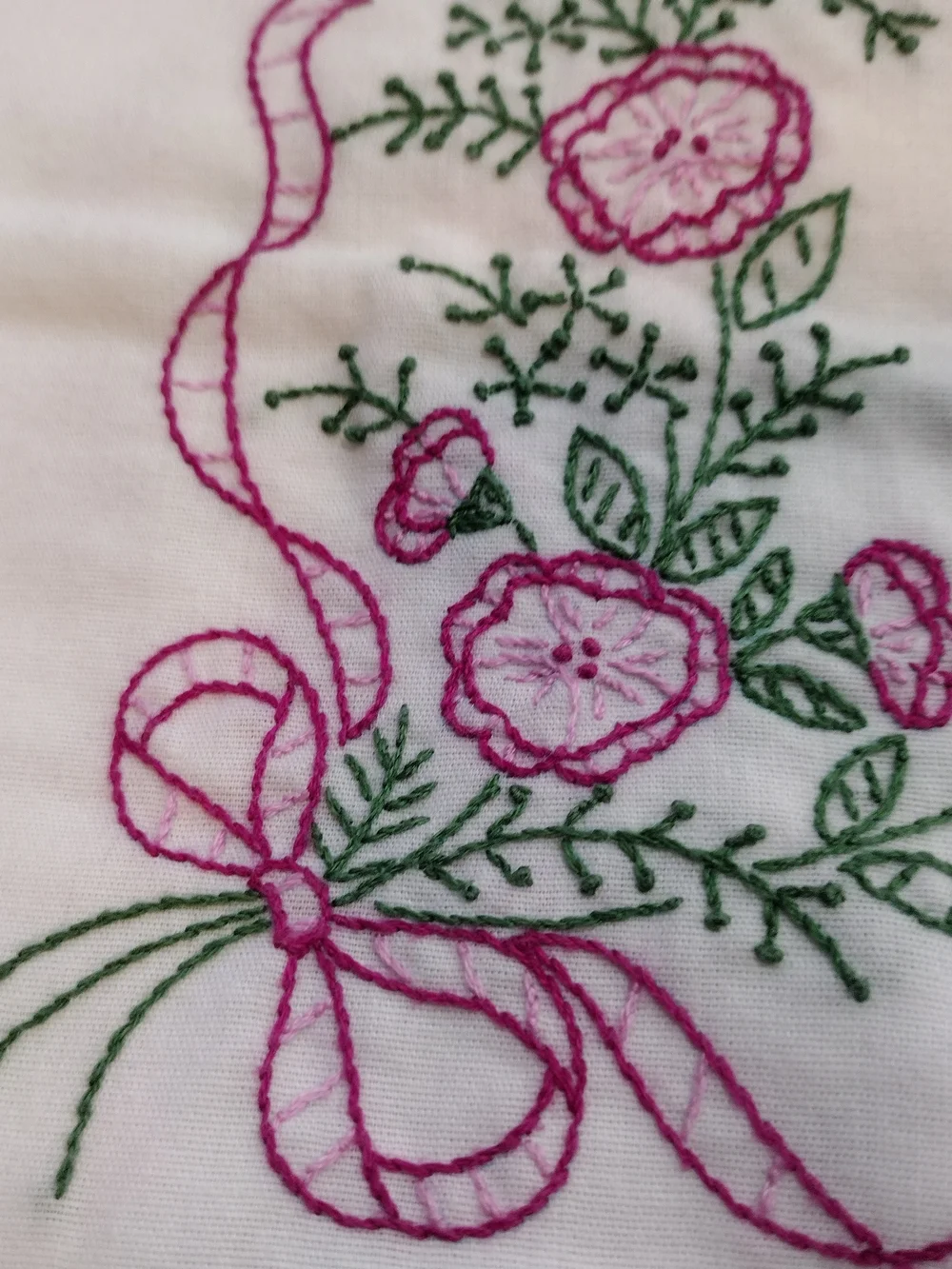 Vintage Hand-Embroidered Pillowcases with Floral Design